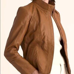 NEW Quince Leather Stand Collar Jacket XS NWOT
